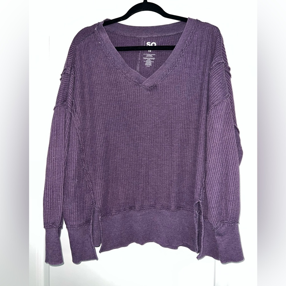 SO Women's Deep Purple V-Neck Sweater